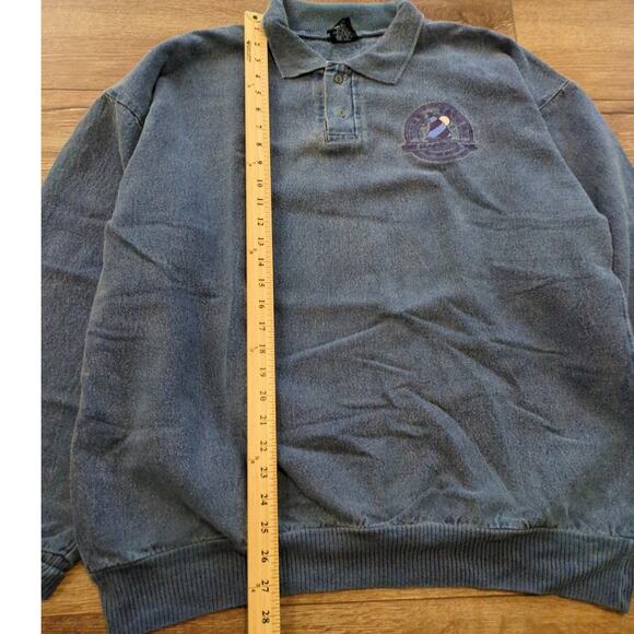 VTG Wek The World Men's Large Polo Long Sleeve Rugby Boat Garment Dye Skater Y2K - Picture 4 of 6